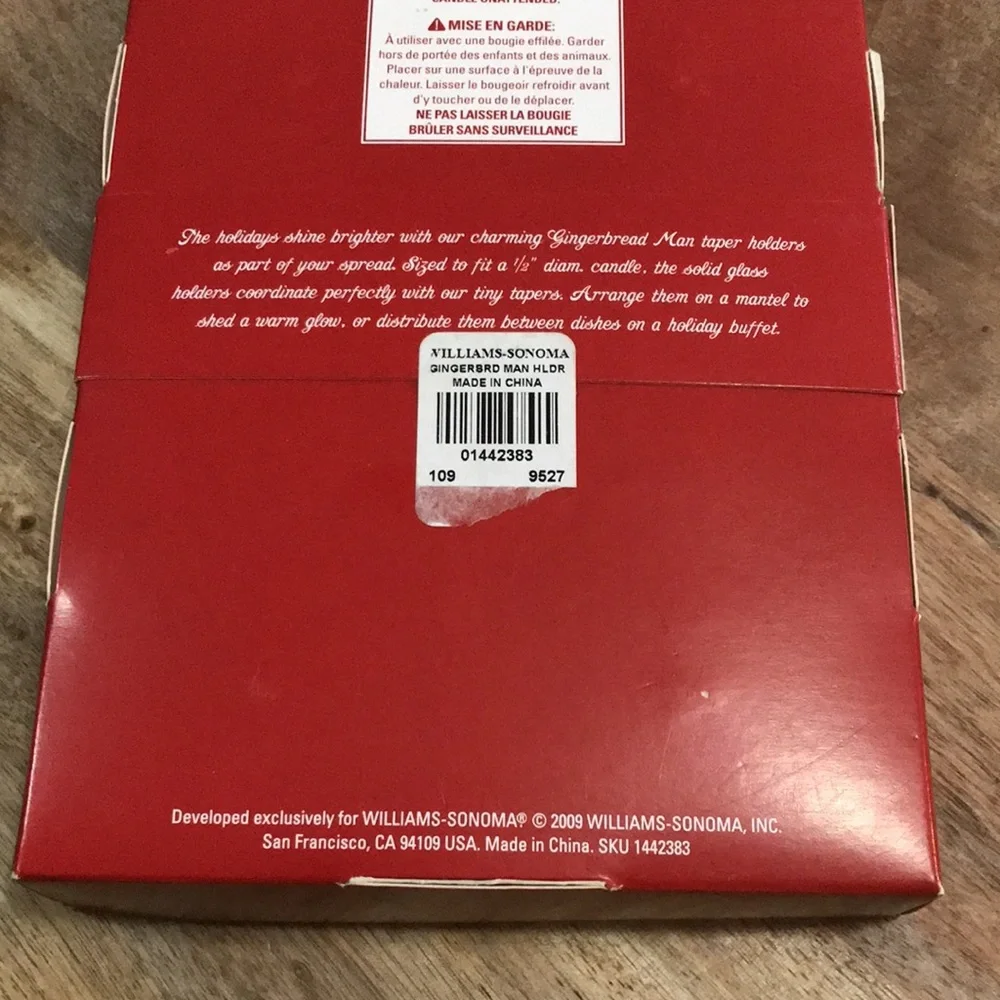 NIB Williams Sonoma gingerbread man tiny taper candle holders